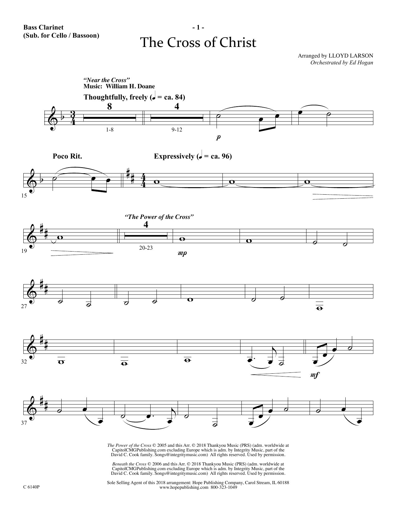 Ed Hogan The Cross Of Christ - Bass Clarinet (sub. Cello/Bsn) sheet music notes and chords arranged for Choir Instrumental Pak