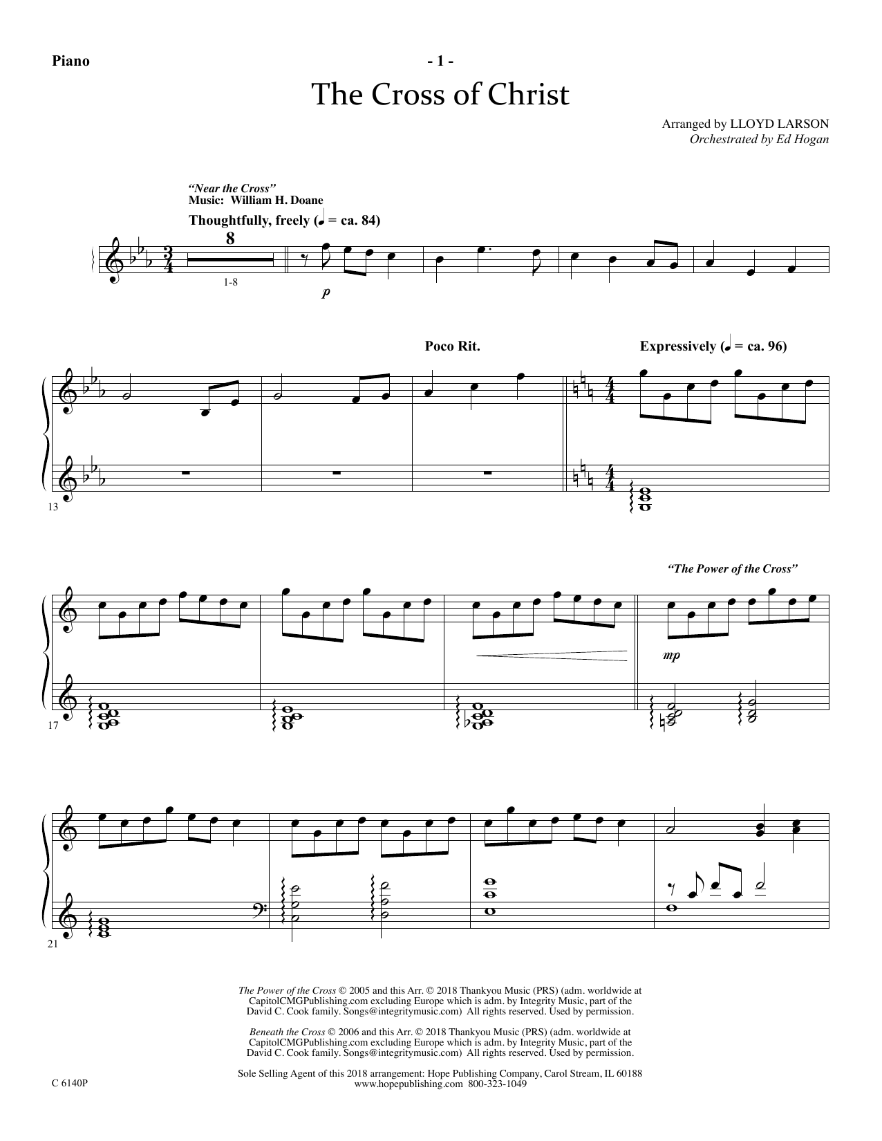 Ed Hogan The Cross Of Christ - Piano sheet music notes and chords arranged for Choir Instrumental Pak