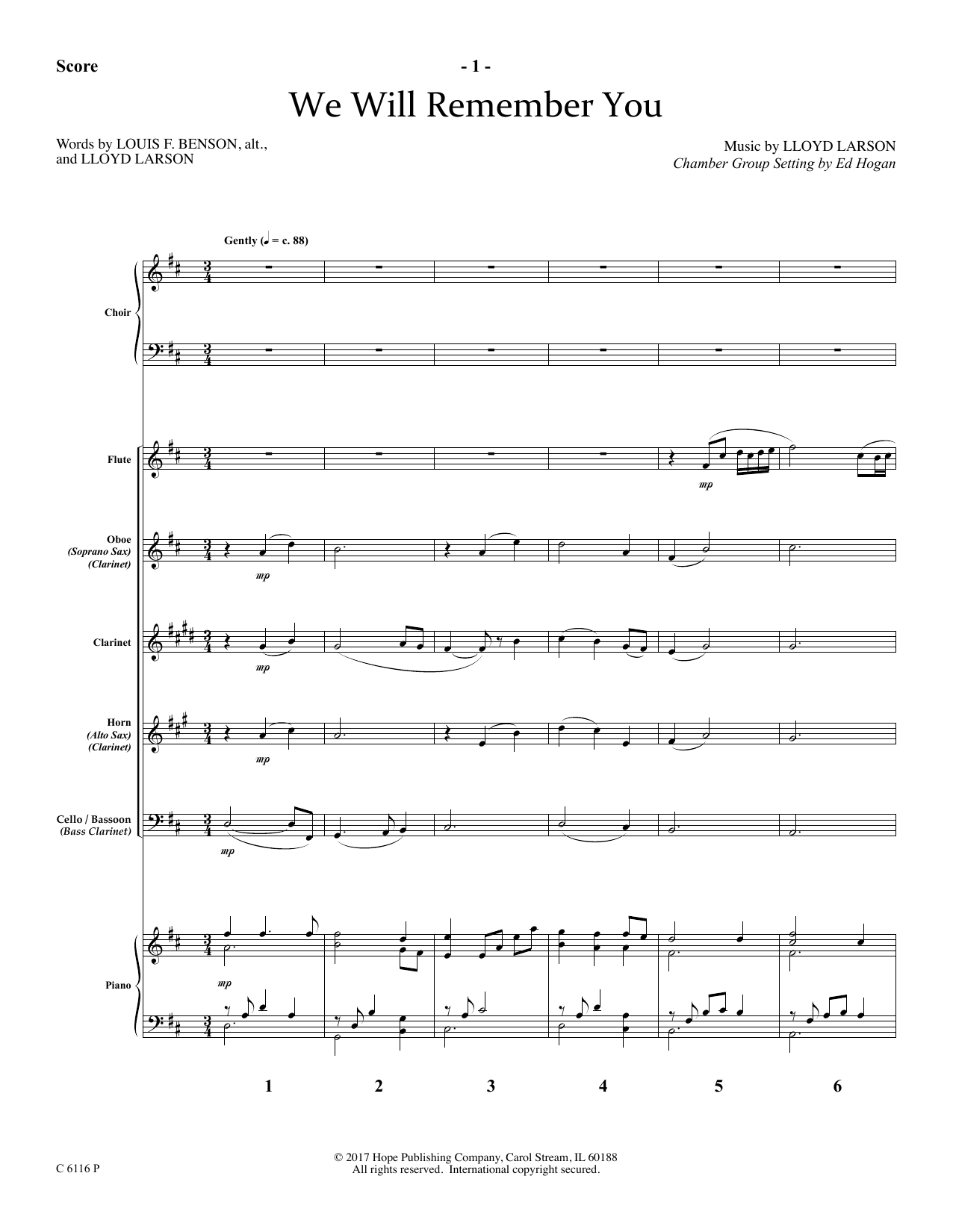 Ed Hogan We Will Remember You - Full Score sheet music notes and chords arranged for Choir Instrumental Pak