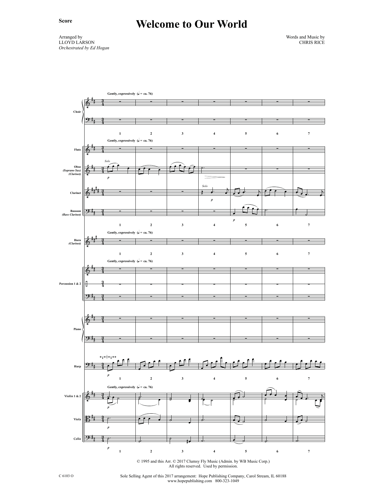 Ed Hogan Welcome to Our World - Full Score sheet music notes and chords arranged for Choir Instrumental Pak