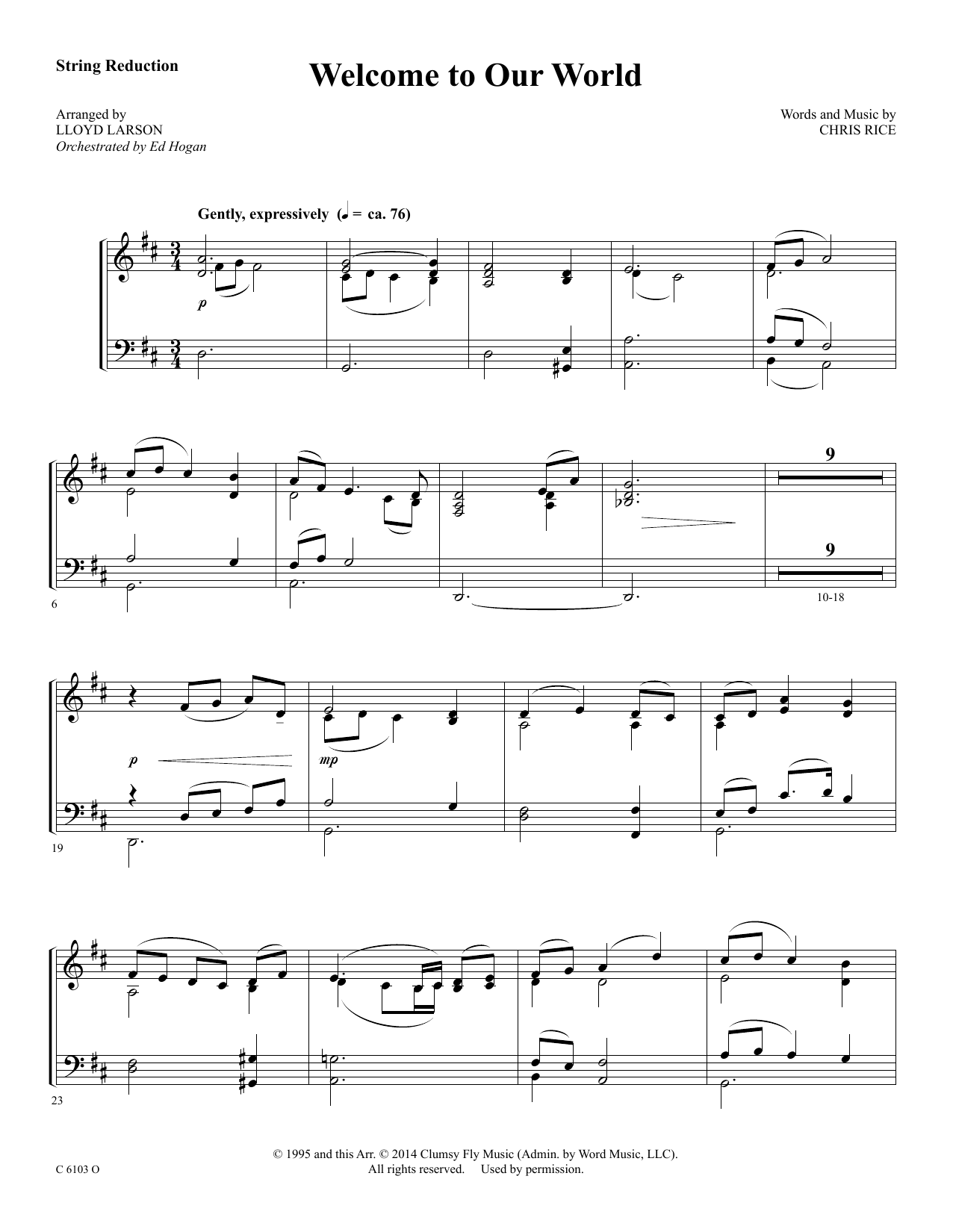 Ed Hogan Welcome to Our World - Keyboard String Reduction sheet music notes and chords arranged for Choir Instrumental Pak