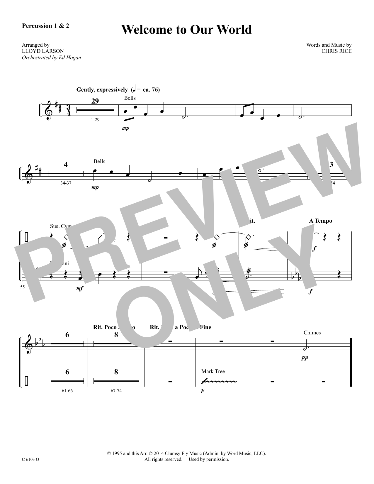 Ed Hogan Welcome to Our World - Percussion 1 & 2 sheet music notes and chords arranged for Choir Instrumental Pak