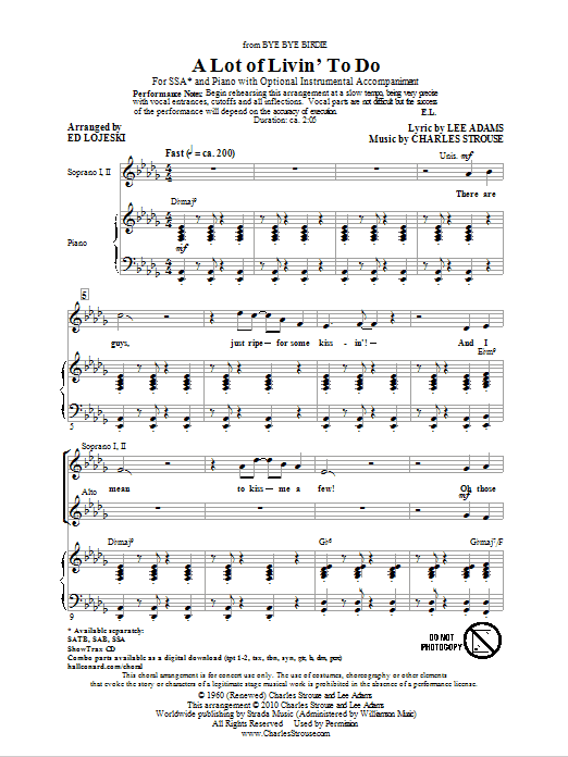 Ed Lojeski A Lot Of Livin' To Do sheet music notes and chords arranged for SATB Choir