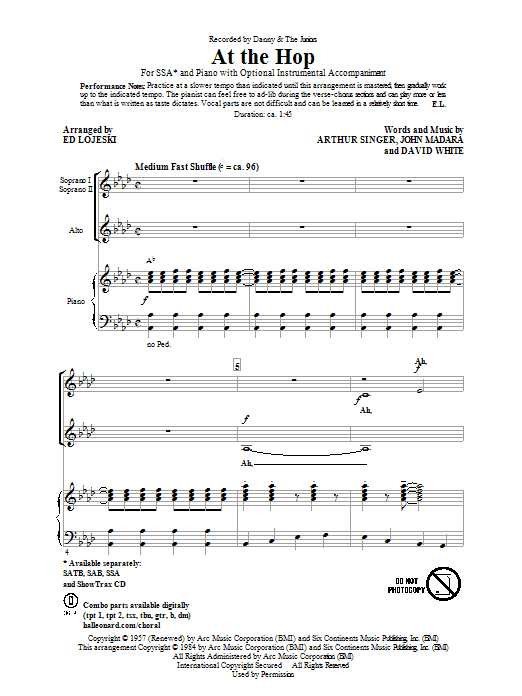 Ed Lojeski At The Hop sheet music notes and chords arranged for SAB Choir