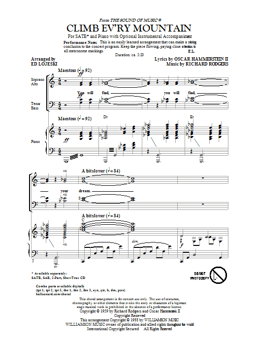 Ed Lojeski Climb Ev'ry Mountain sheet music notes and chords arranged for SATB Choir