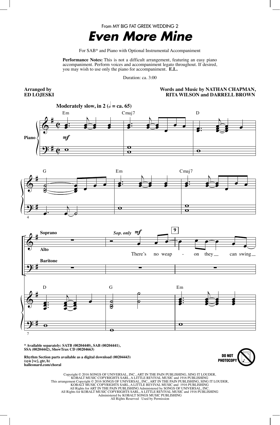 Ed Lojeski Even More Mine sheet music notes and chords arranged for SAB Choir