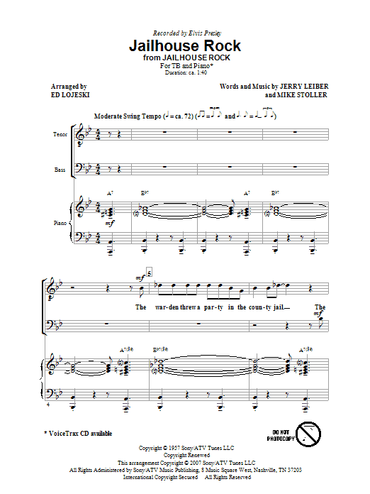 Ed Lojeski Jailhouse Rock sheet music notes and chords arranged for TB Choir