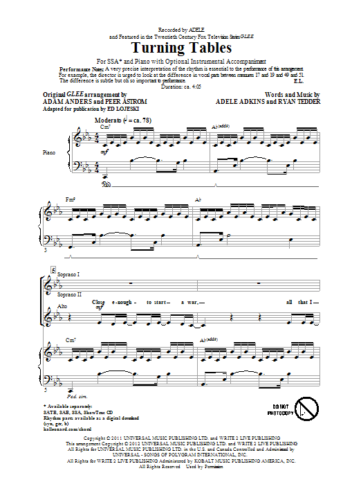 Ed Lojeski Turning Tables sheet music notes and chords arranged for SSA Choir