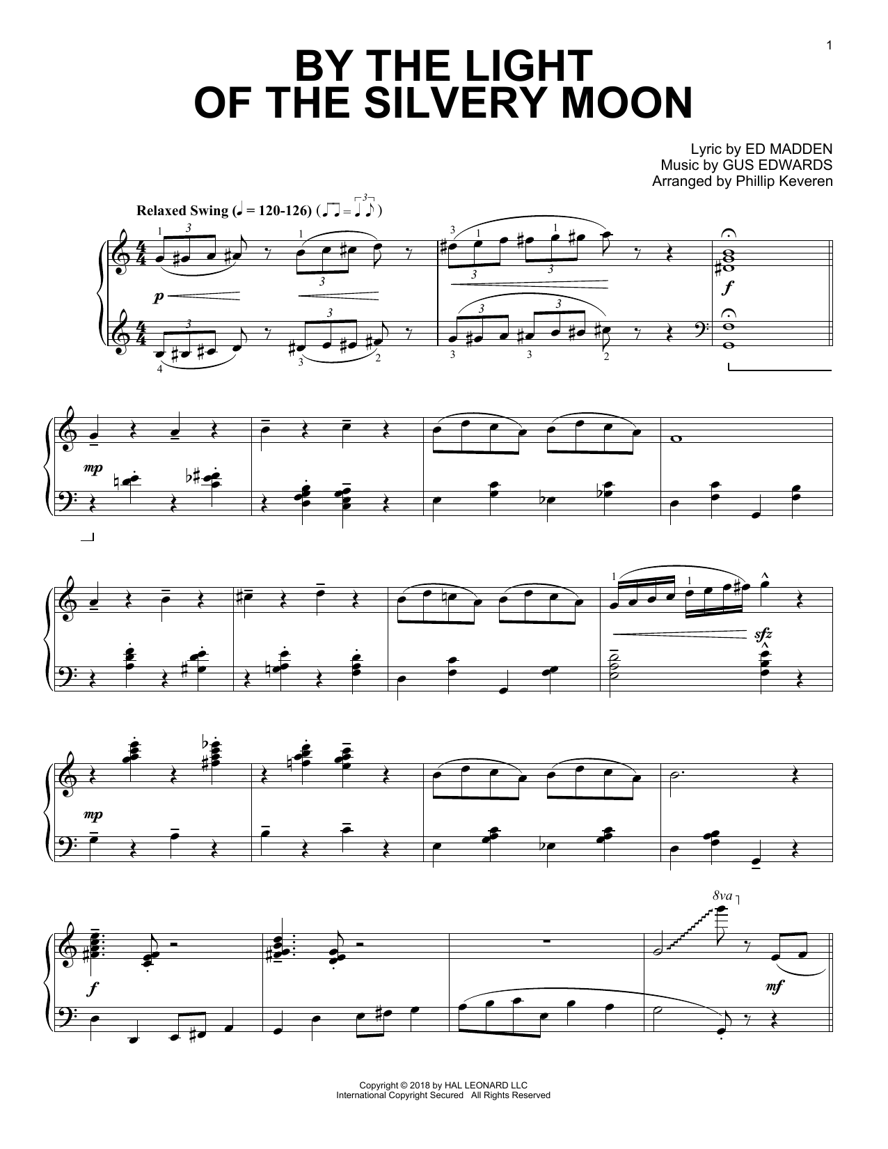 Ed Madden By The Light Of The Silvery Moon [Jazz version] (arr. Phillip Keveren) sheet music notes and chords arranged for Piano Solo