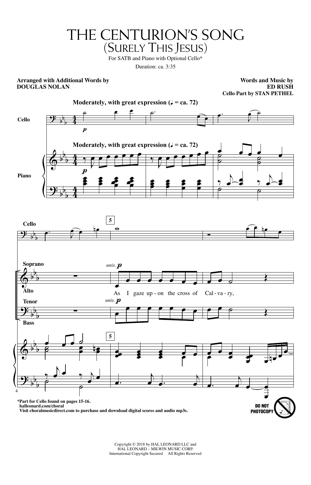 Ed Rush The Centurion's Song (Surely This Jesus) (arr. Douglas Nolan) sheet music notes and chords arranged for SATB Choir