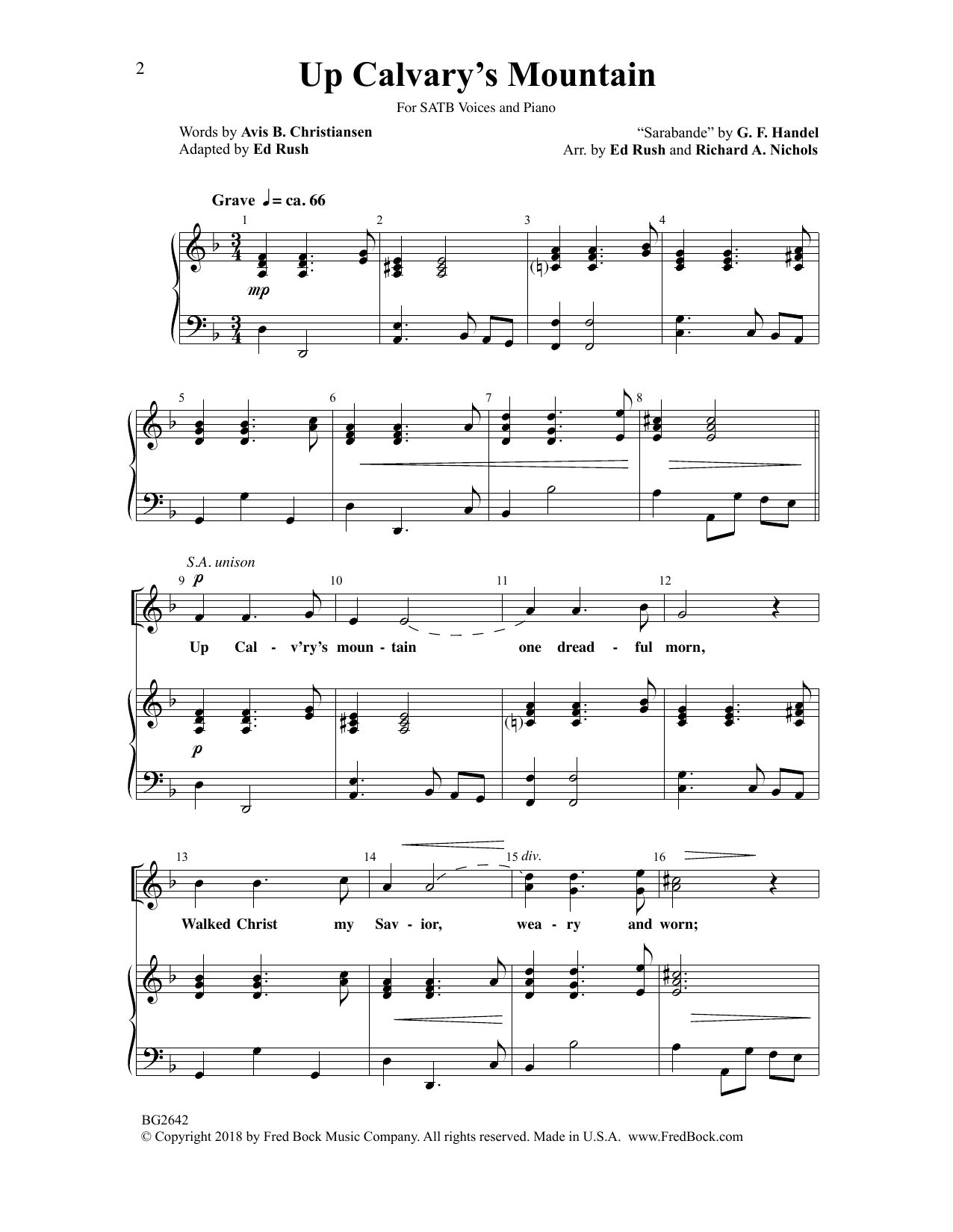 Ed Rush Up Calvary's Mountain sheet music notes and chords arranged for SATB Choir