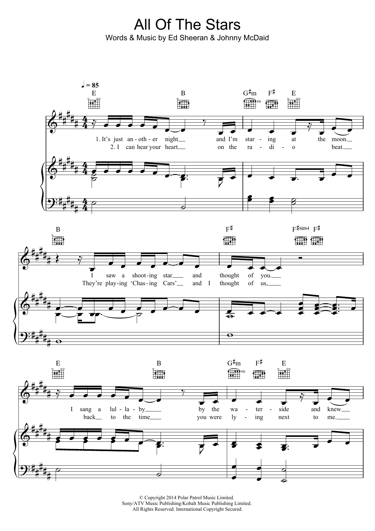 Ed Sheeran All Of The Stars sheet music notes and chords arranged for Easy Piano