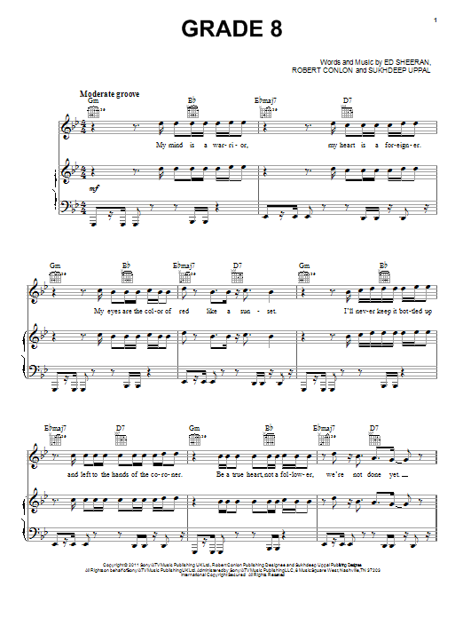 Ed Sheeran Grade 8 sheet music notes and chords arranged for Piano, Vocal & Guitar Chords