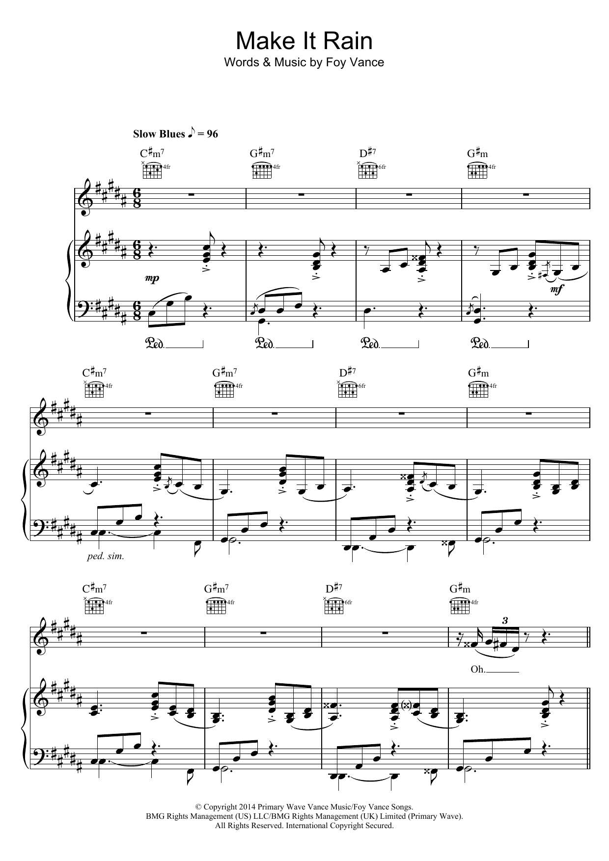 Ed Sheeran Make It Rain sheet music notes and chords arranged for Piano, Vocal & Guitar Chords