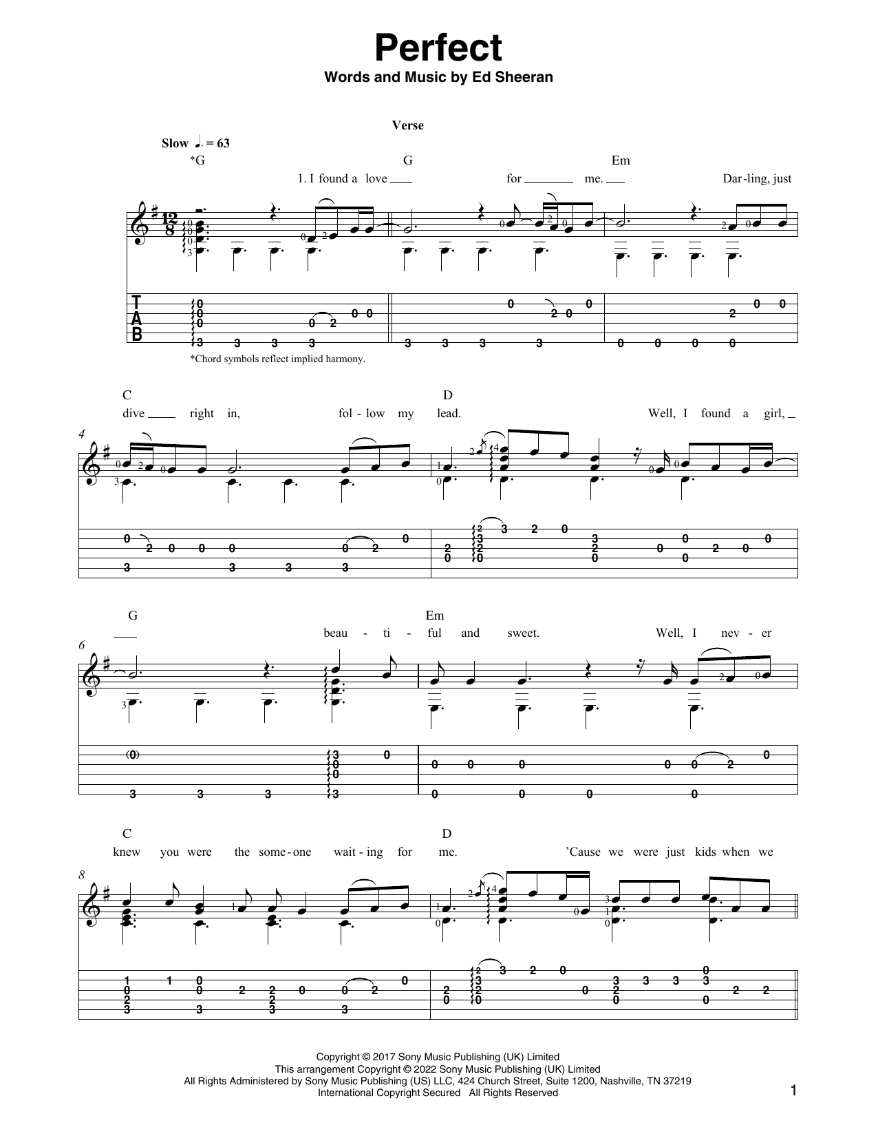 Ed Sheeran Perfect (arr. Ben Pila) sheet music notes and chords arranged for Solo Guitar
