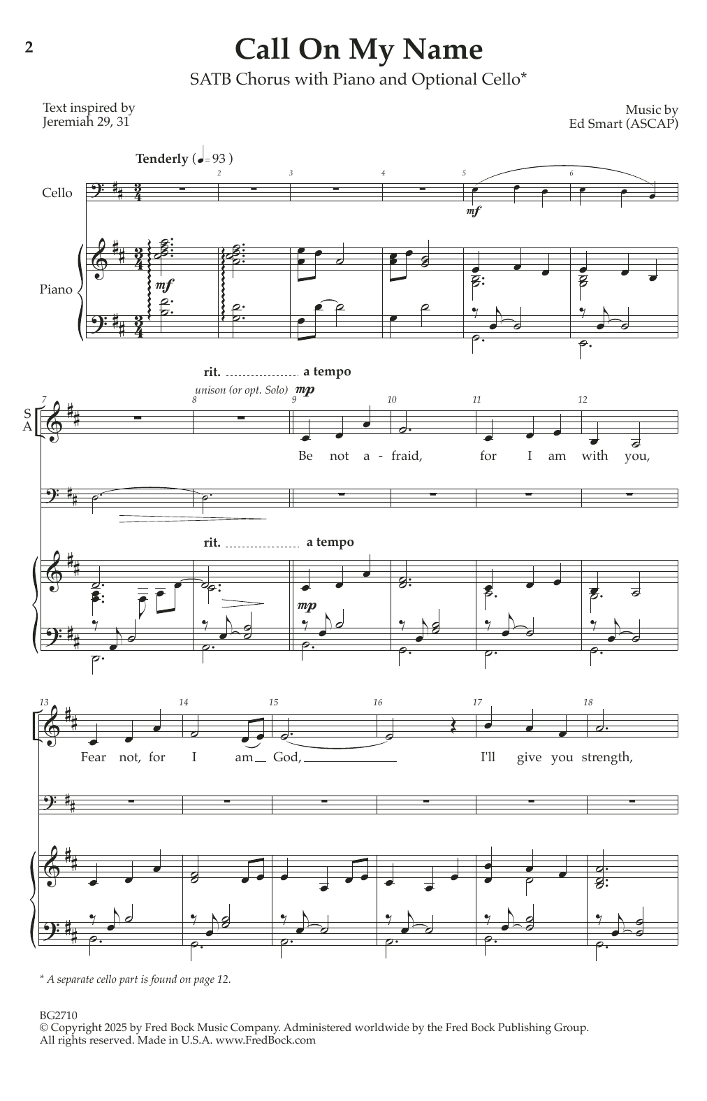 Ed Smart Call On My Name sheet music notes and chords arranged for SATB Choir