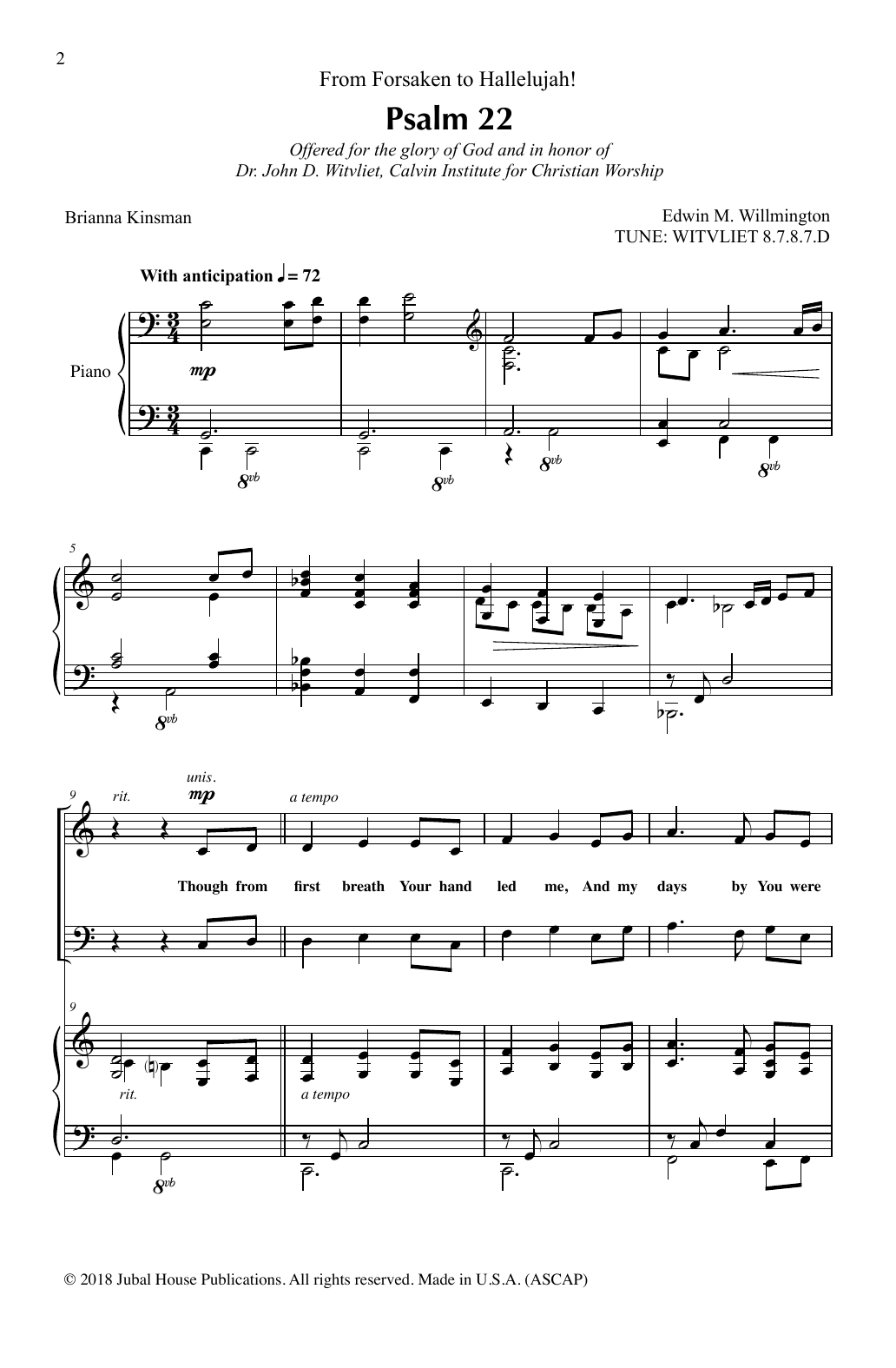 Ed Willmington Psalm 22 sheet music notes and chords arranged for SATB Choir