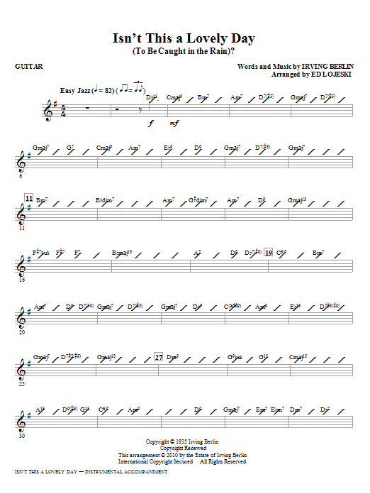 Ed Lojeski Isn't This A Lovely Day (To Be Caught In The Rain)? - Guitar sheet music notes and chords. Download Printable PDF.
