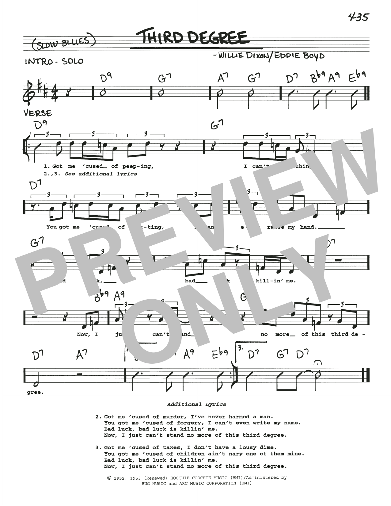 Eddie Boyd Third Degree sheet music notes and chords arranged for Real Book – Melody, Lyrics & Chords