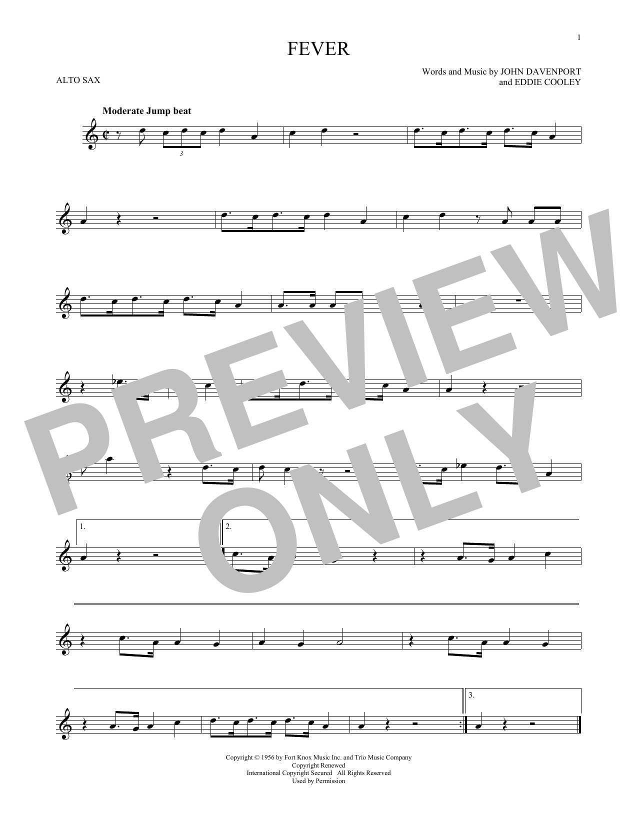 Eddie Cooley Fever sheet music notes and chords arranged for Trumpet Solo