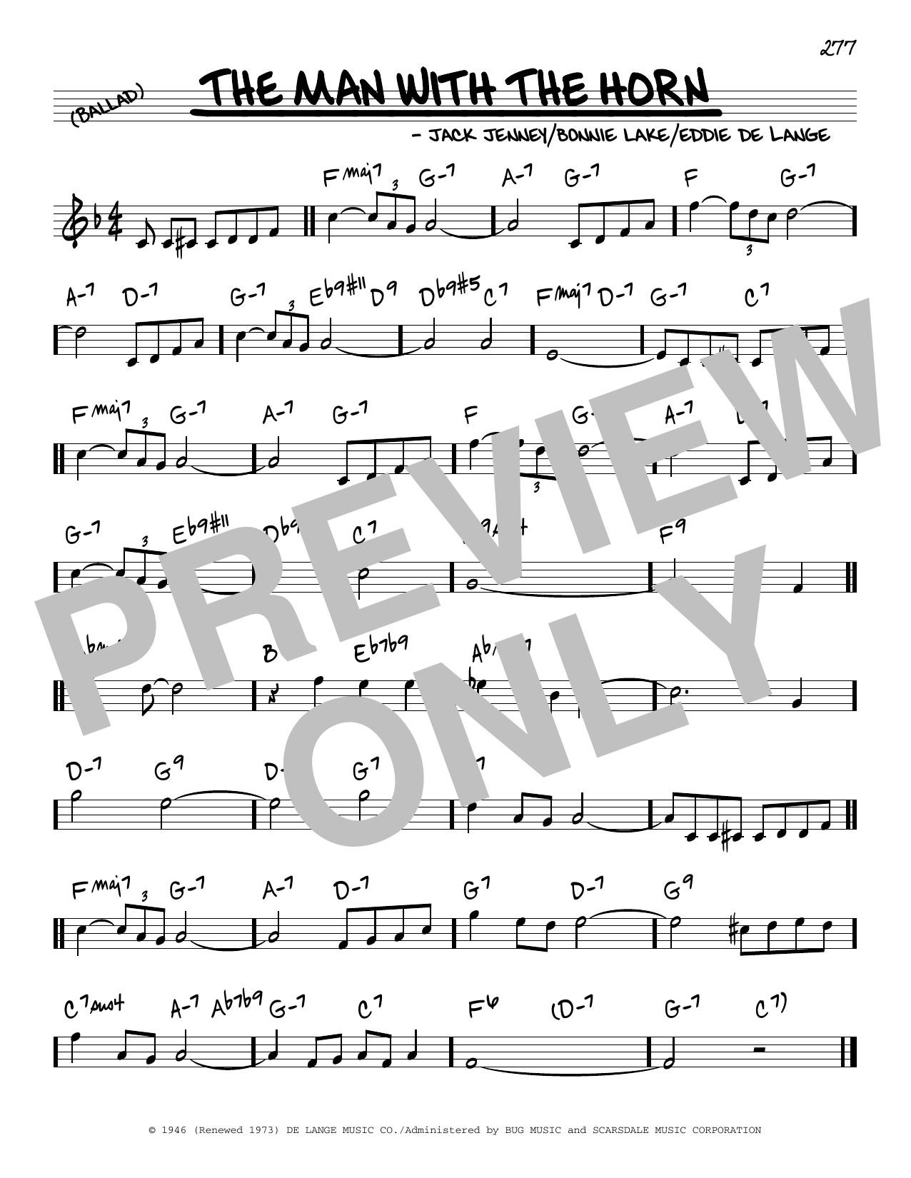 Eddie De Lange The Man With The Horn sheet music notes and chords arranged for Real Book – Melody & Chords