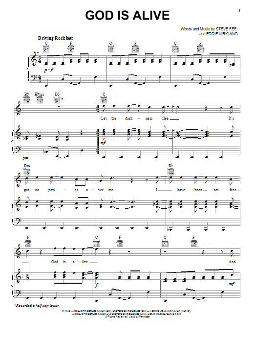 Eddie Kirkland God Is Alive sheet music notes and chords arranged for Piano, Vocal & Guitar Chords (Right-Hand Melody)