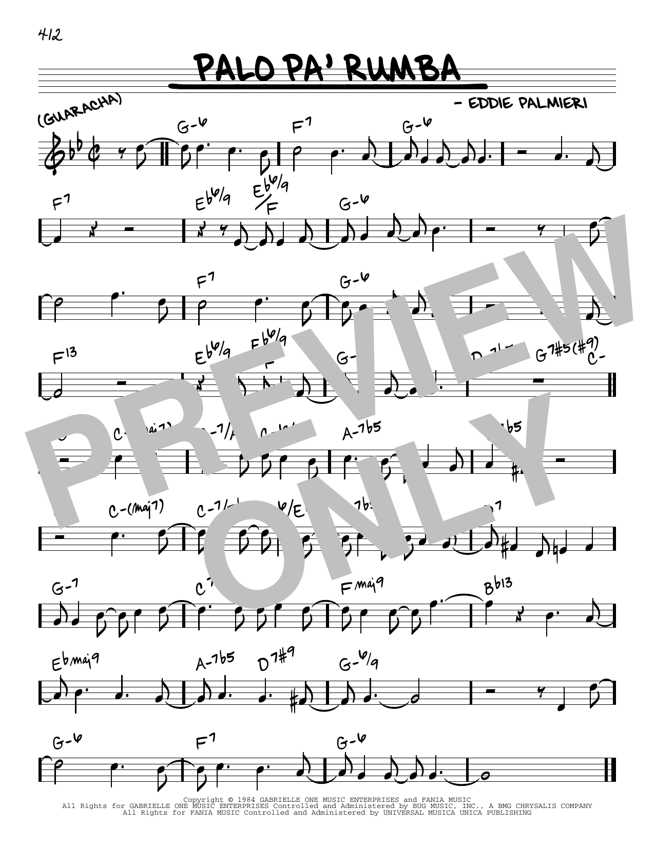 Eddie Palmieri Palo Pa' Rumba sheet music notes and chords arranged for Real Book – Melody & Chords