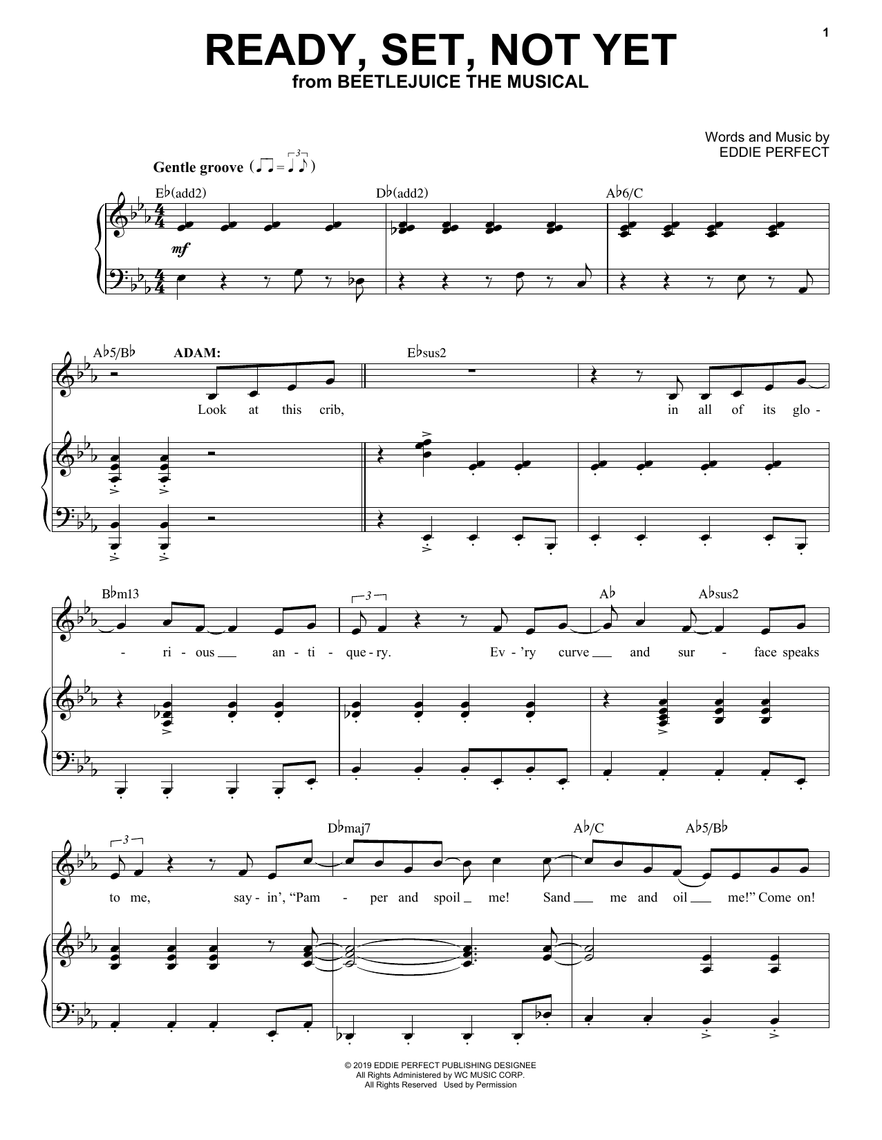 Eddie Perfect Ready, Set, Not Yet (from Beetlejuice The Musical) sheet music notes and chords arranged for Piano & Vocal