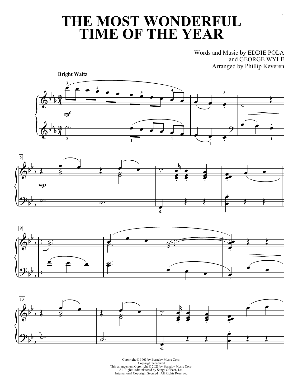 Eddie Pola & George Wyle The Most Wonderful Time Of The Year sheet music notes and chords arranged for Piano Solo