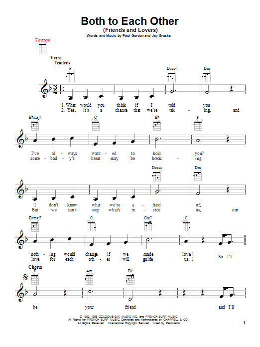Eddie Rabbitt & Juice Newton Both To Each Other (Friends and Lovers) sheet music notes and chords arranged for Ukulele