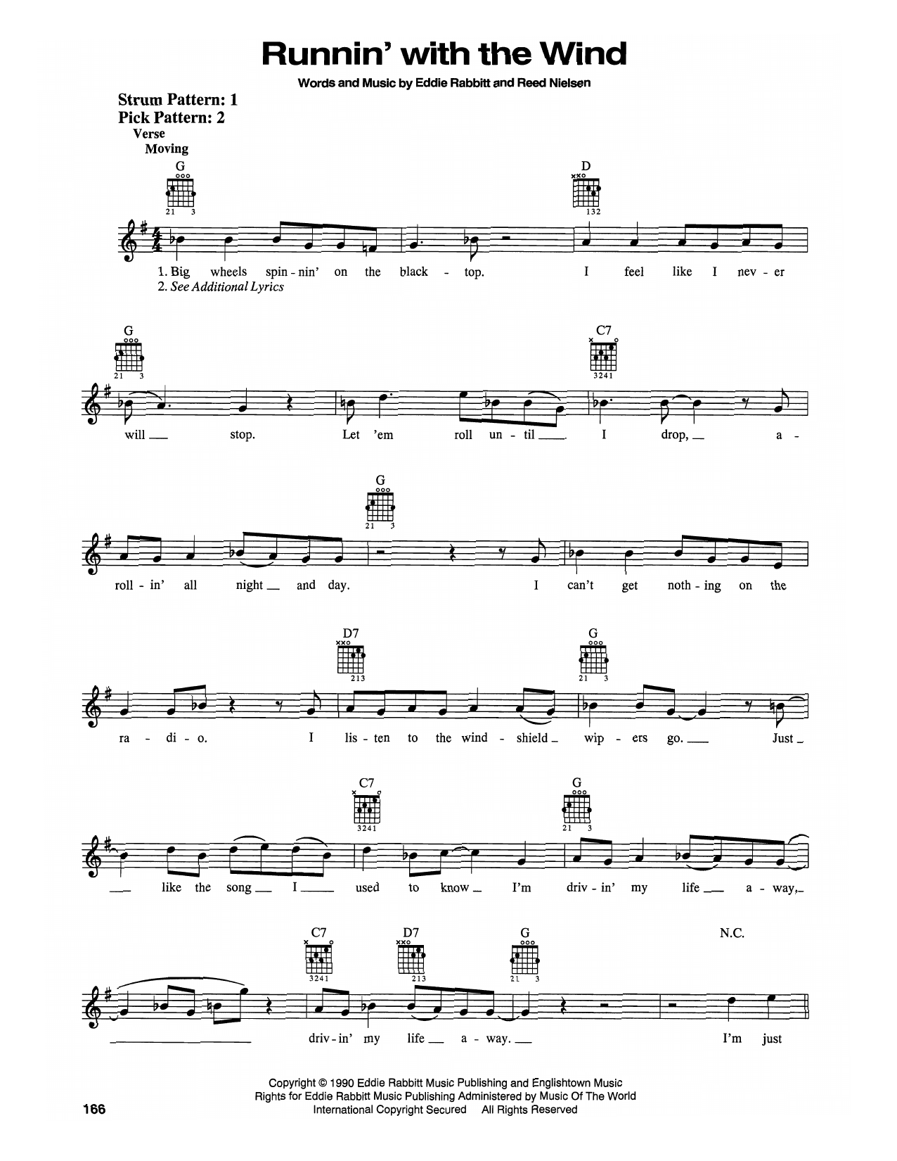 Eddie Rabbitt Runnin' With The Wind sheet music notes and chords arranged for Easy Guitar
