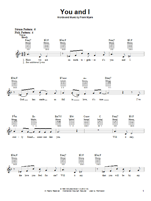 Eddie Rabbitt with Crystal Gayle You And I sheet music notes and chords arranged for Easy Guitar