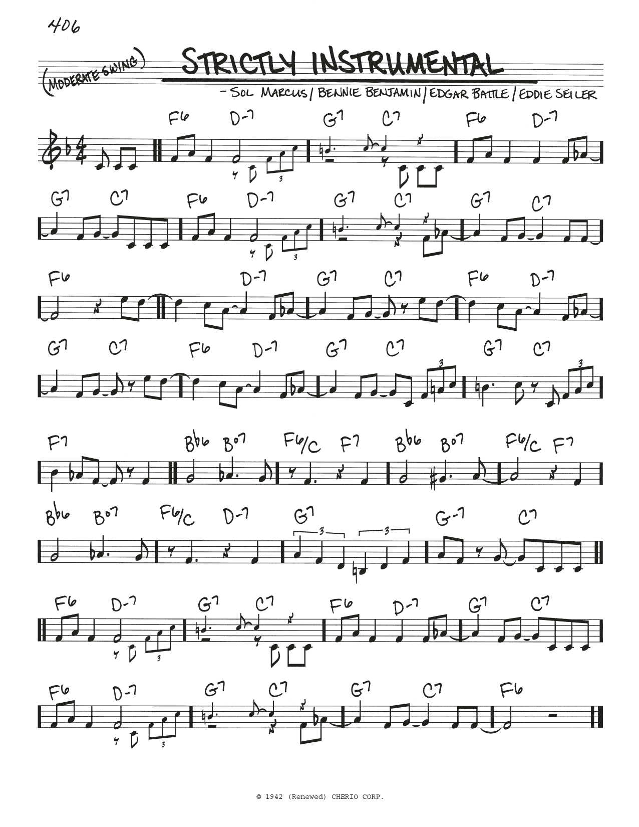 Eddie Seiler Strictly Instrumental sheet music notes and chords arranged for Real Book – Melody & Chords