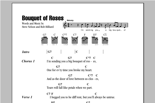 Eddy Arnold Bouquet Of Roses sheet music notes and chords arranged for Guitar Chords/Lyrics