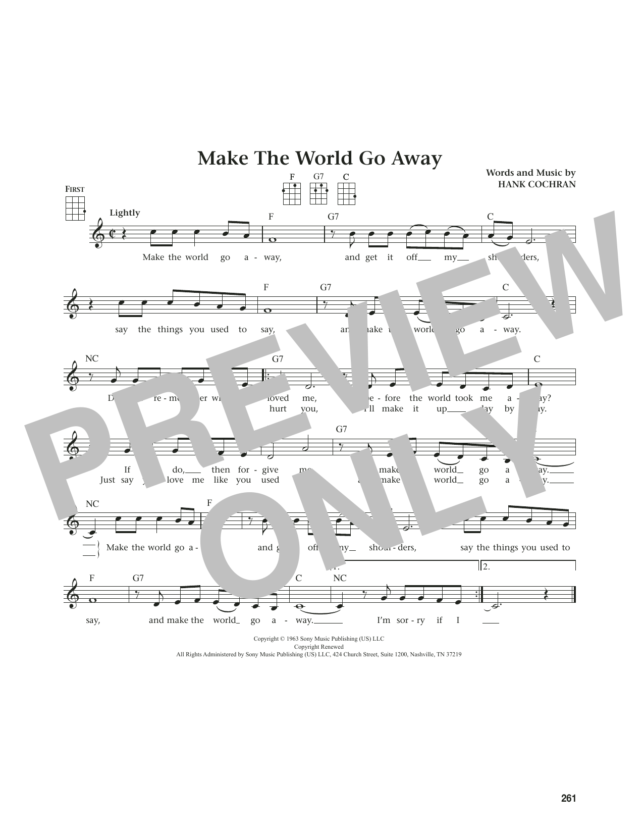 Eddy Arnold Make The World Go Away (from The Daily Ukulele) (arr. Jim Beloff) sheet music notes and chords arranged for Ukulele