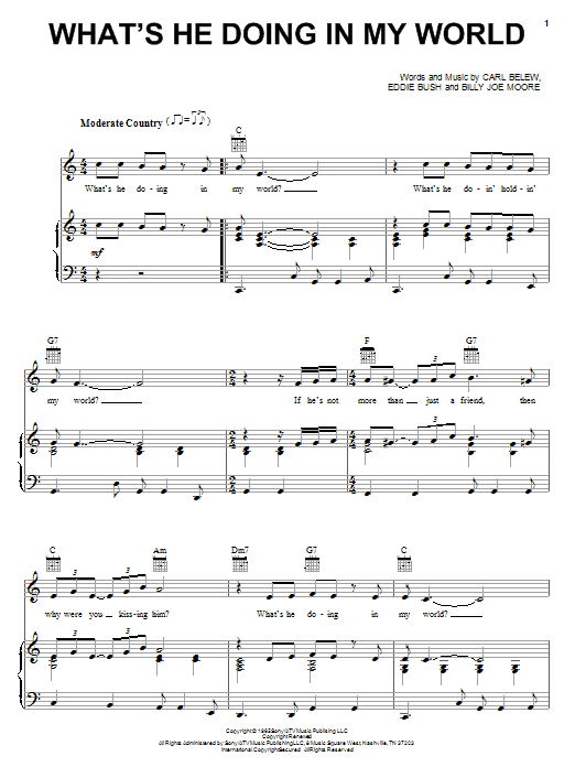 Eddy Arnold What's He Doing In My World sheet music notes and chords arranged for Piano, Vocal & Guitar Chords (Right-Hand Melody)
