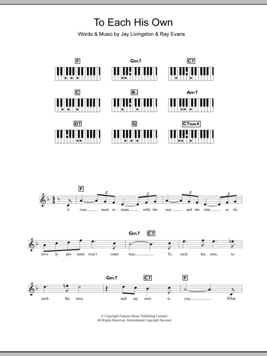 Eddy Howard To Each His Own sheet music notes and chords arranged for Piano Chords/Lyrics