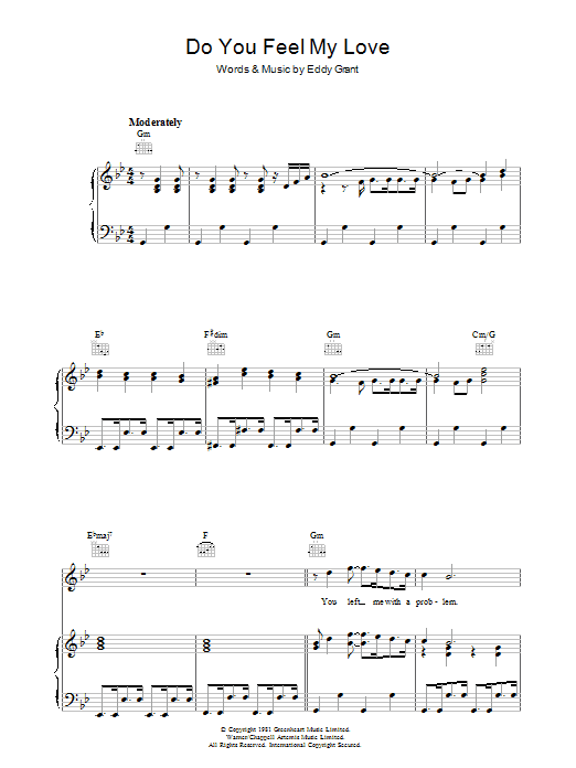 Eddy Grant Do You Feel My Love sheet music notes and chords arranged for Guitar Chords/Lyrics
