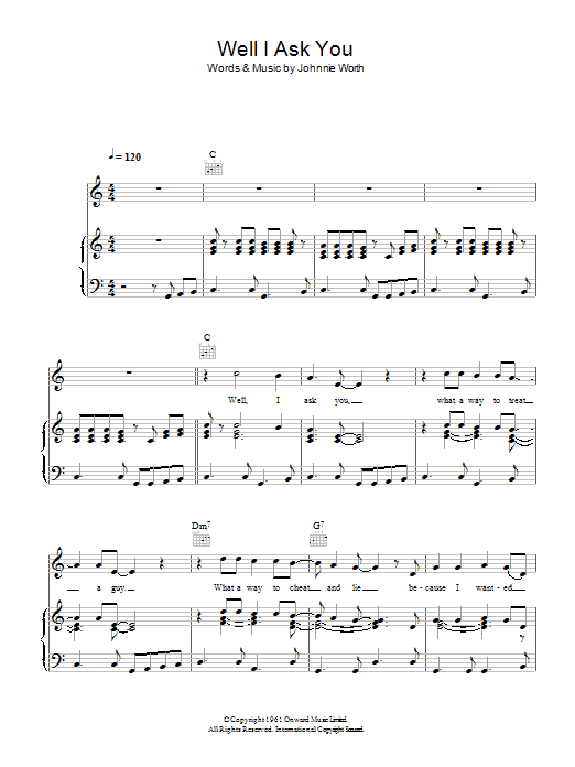 Eden Kane Well I Ask You sheet music notes and chords arranged for Piano, Vocal & Guitar Chords