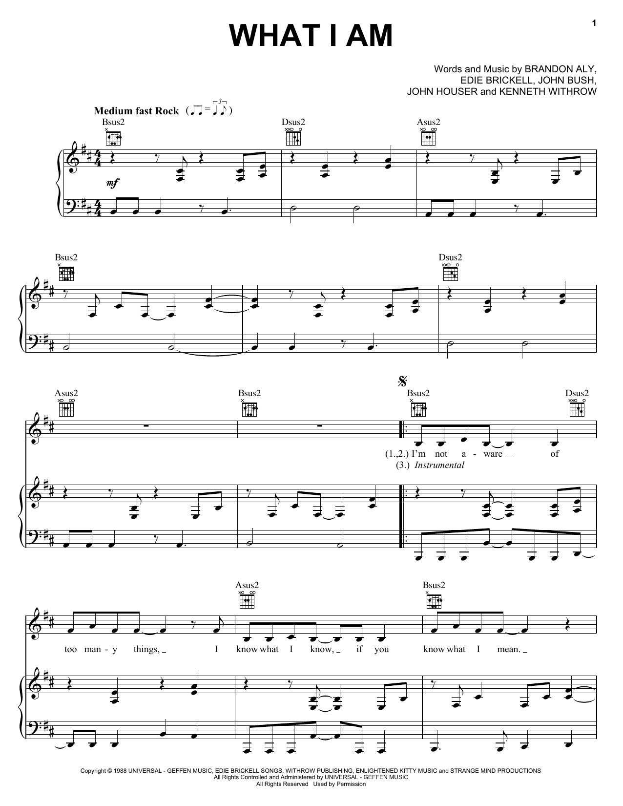 Edie Brickell & New Bohemians What I Am sheet music notes and chords arranged for Ukulele Chords/Lyrics