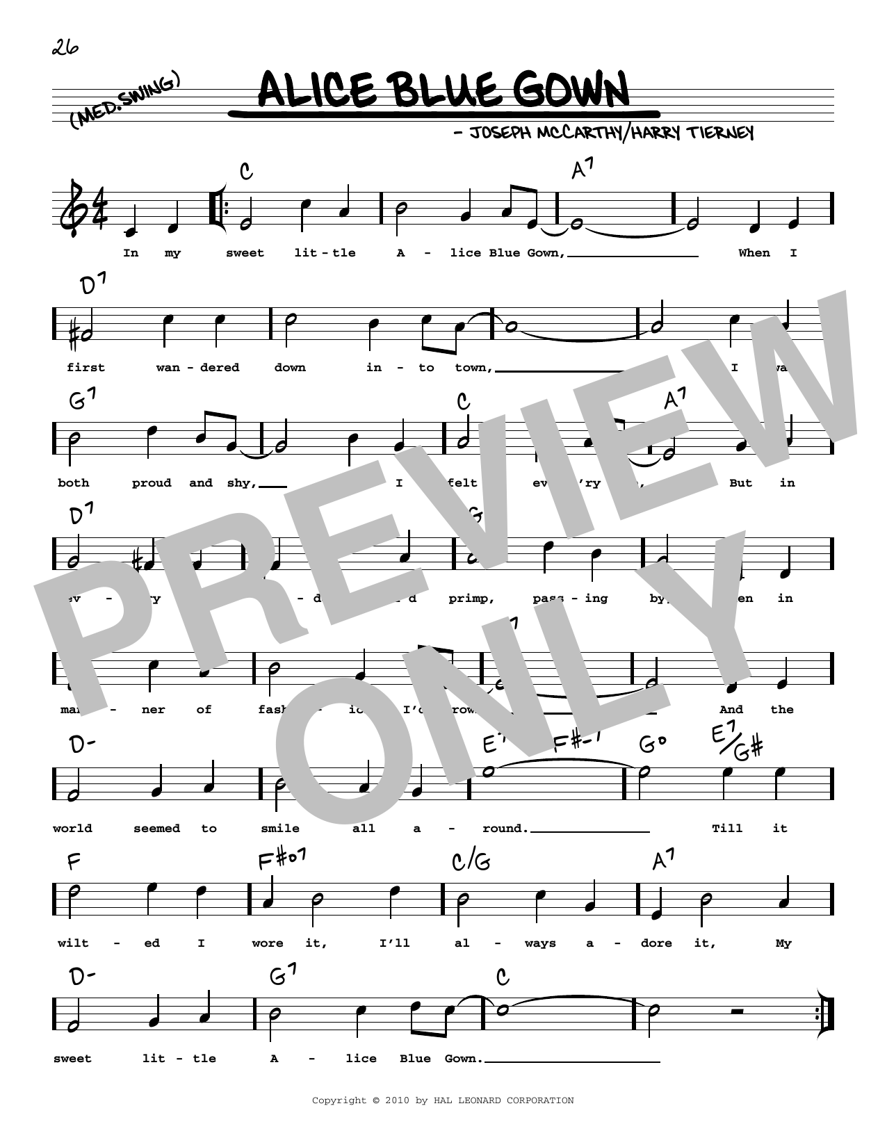 Edith Day Alice Blue Gown (arr. Robert Rawlins) sheet music notes and chords arranged for Real Book – Melody, Lyrics & Chords
