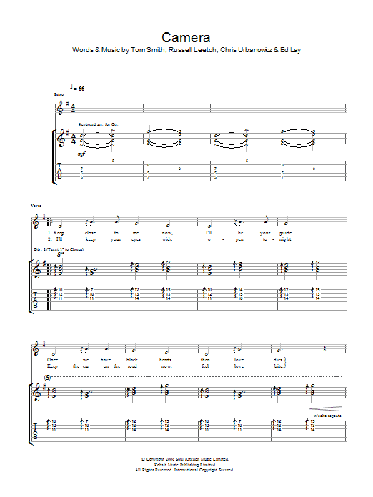 Editors Camera sheet music notes and chords arranged for Guitar Tab