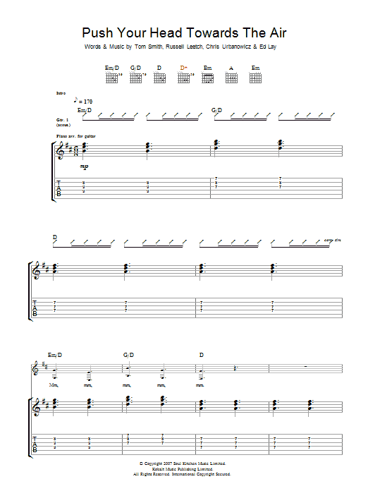 Editors Push Your Head Towards The Air sheet music notes and chords arranged for Guitar Chords/Lyrics