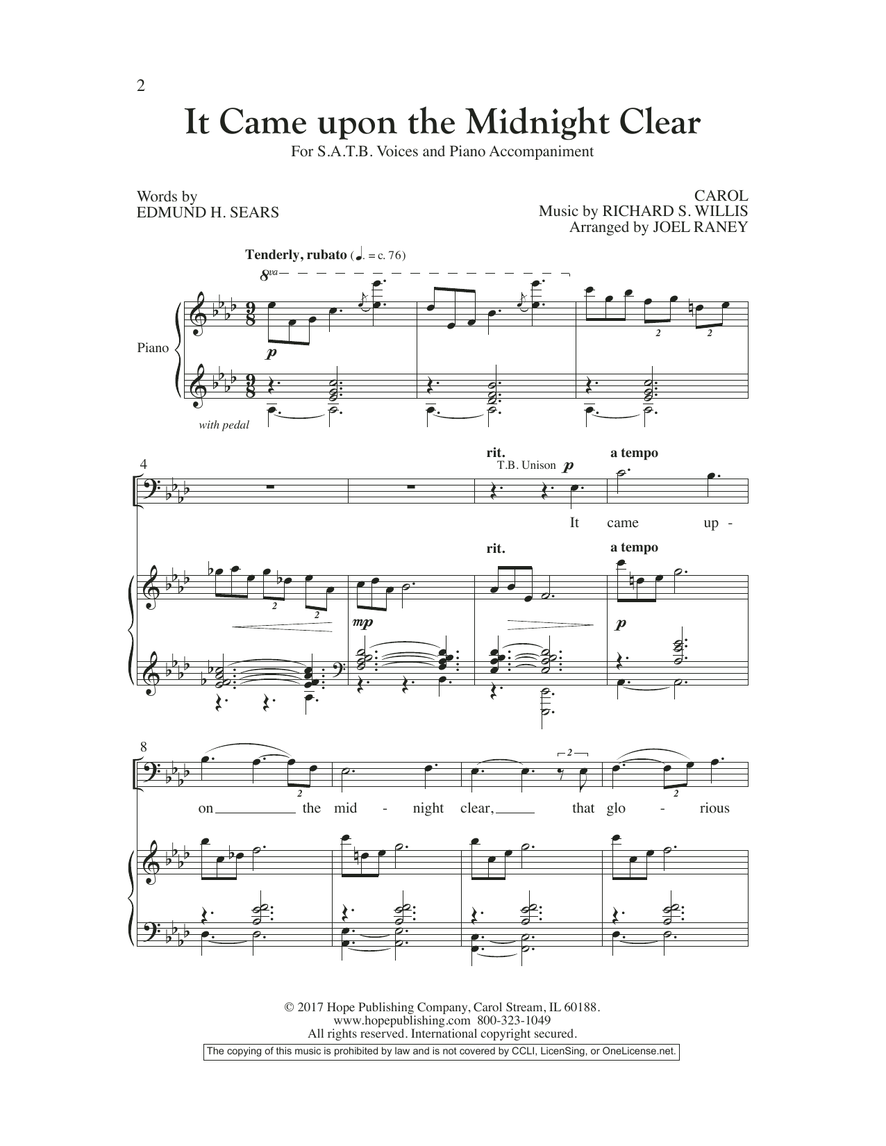 Edmund H. Sears It Came Upon The Midnight Clear sheet music notes and chords arranged for SATB Choir