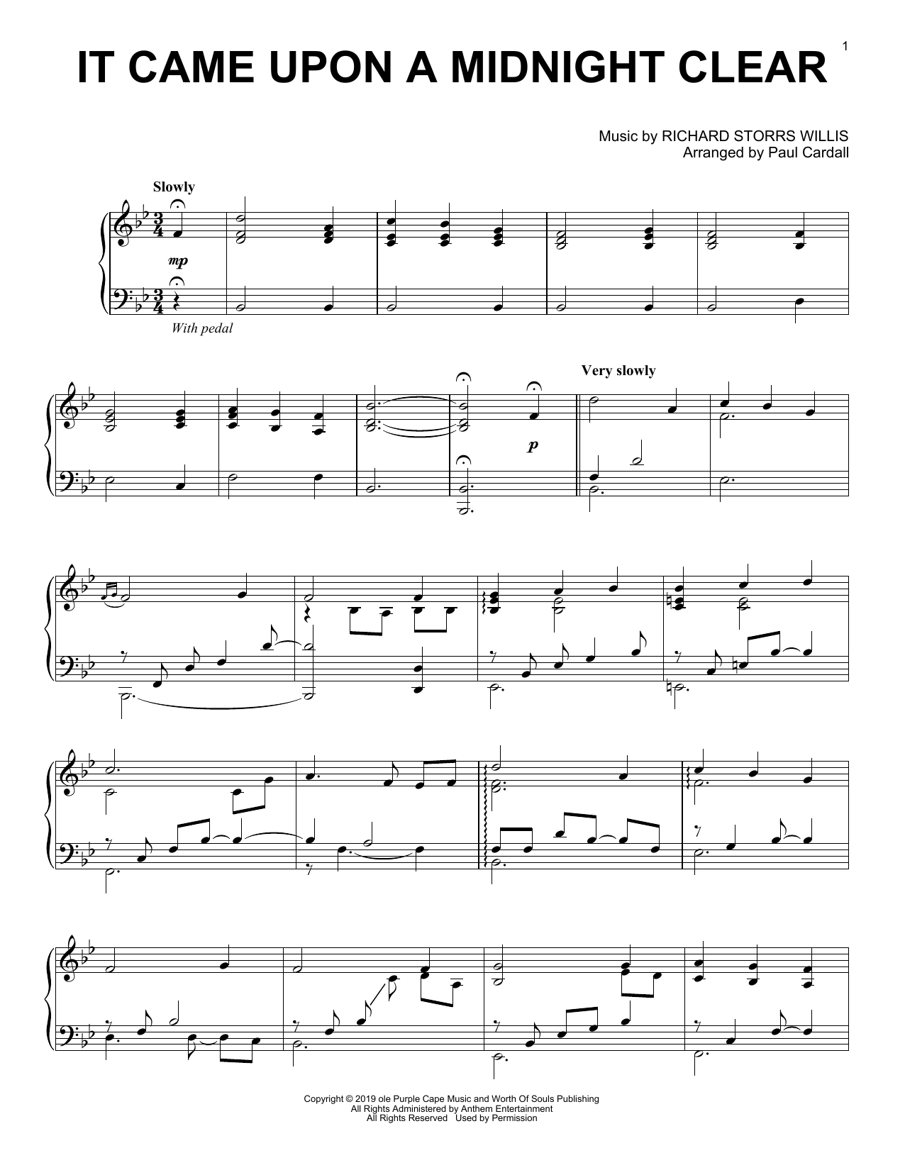 Edmund Hamilton Sears It Came Upon a Midnight Clear (arr. Paul Cardall) sheet music notes and chords arranged for Piano Solo