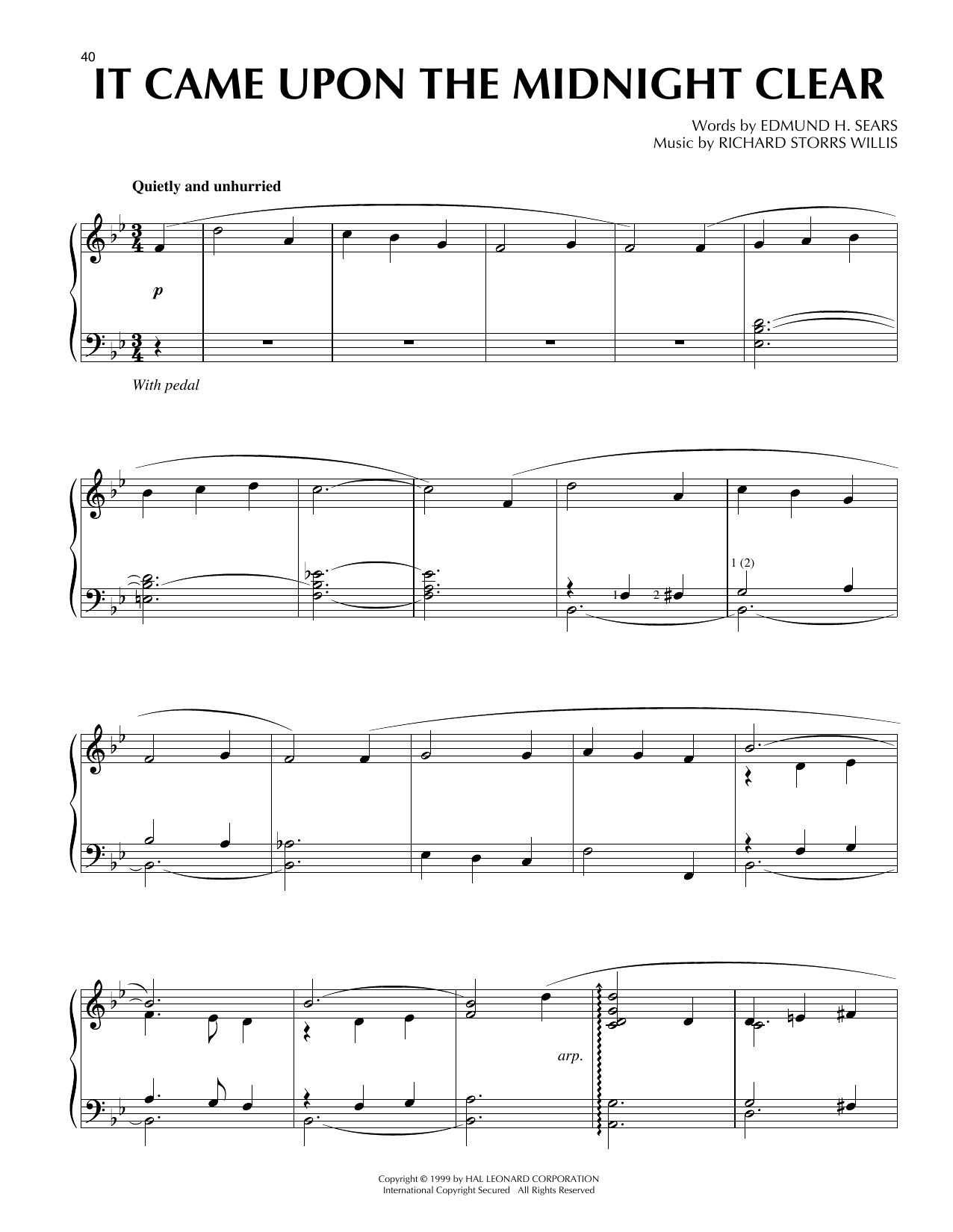 Edmund Hamilton Sears It Came Upon The Midnight Clear [Jazz version] (arr. Frank Mantooth) sheet music notes and chords arranged for Piano Solo