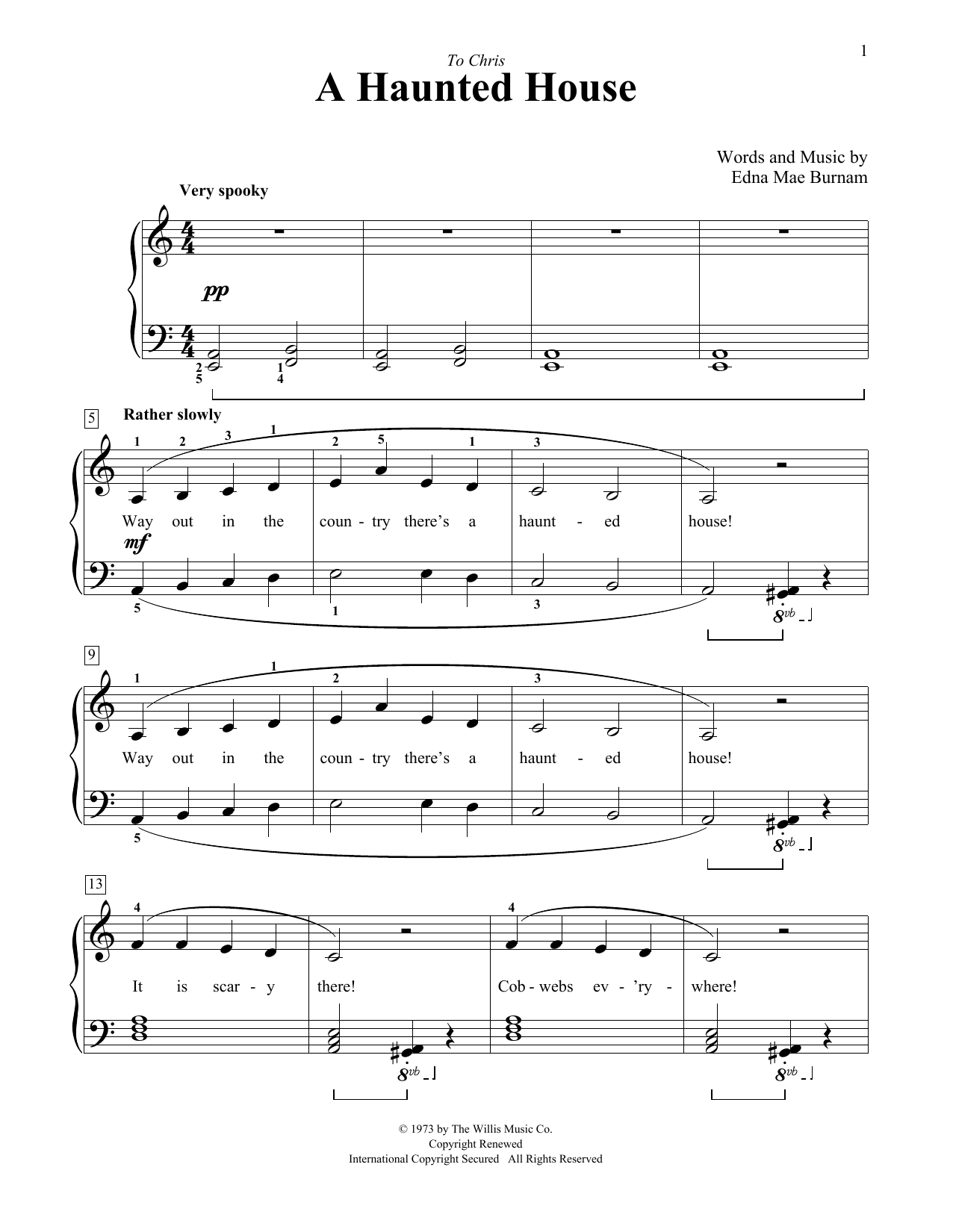 Edna Mae Burnam A Haunted House sheet music notes and chords arranged for Educational Piano