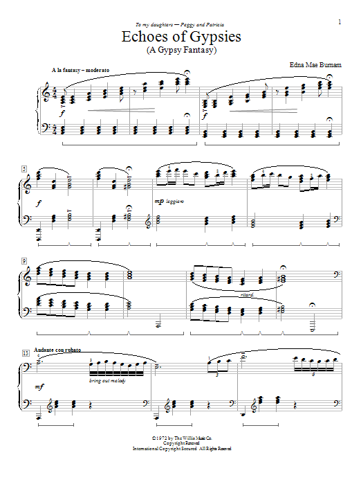 Edna Mae Burnam Echoes Of Gypsies sheet music notes and chords arranged for Educational Piano