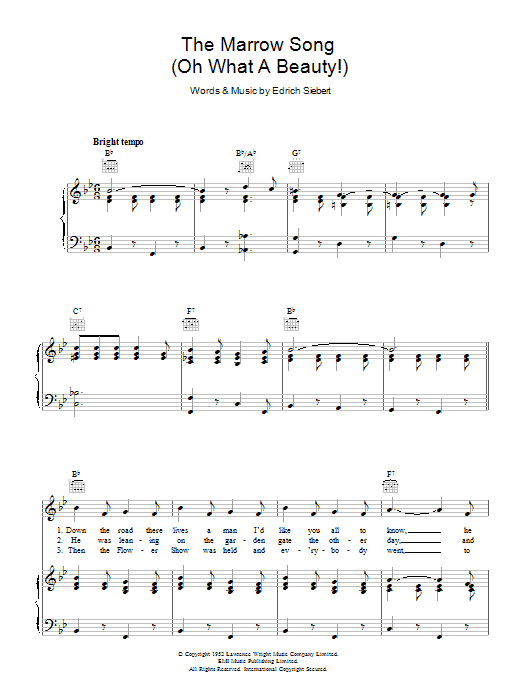 Edrich Siebert The Marrow Song (Oh What A Beauty) sheet music notes and chords arranged for Piano, Vocal & Guitar Chords