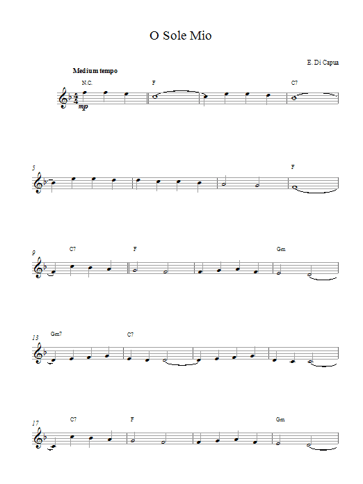 Eduardo Di Capua O Sole Mio sheet music notes and chords arranged for Lead Sheet / Fake Book
